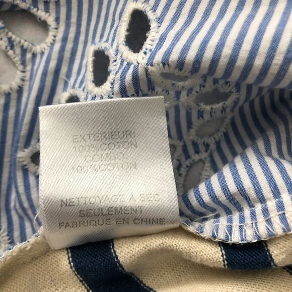 Sea New York Stripe Eyelet Hem Lace Up Back Top - Picture 9 of 9